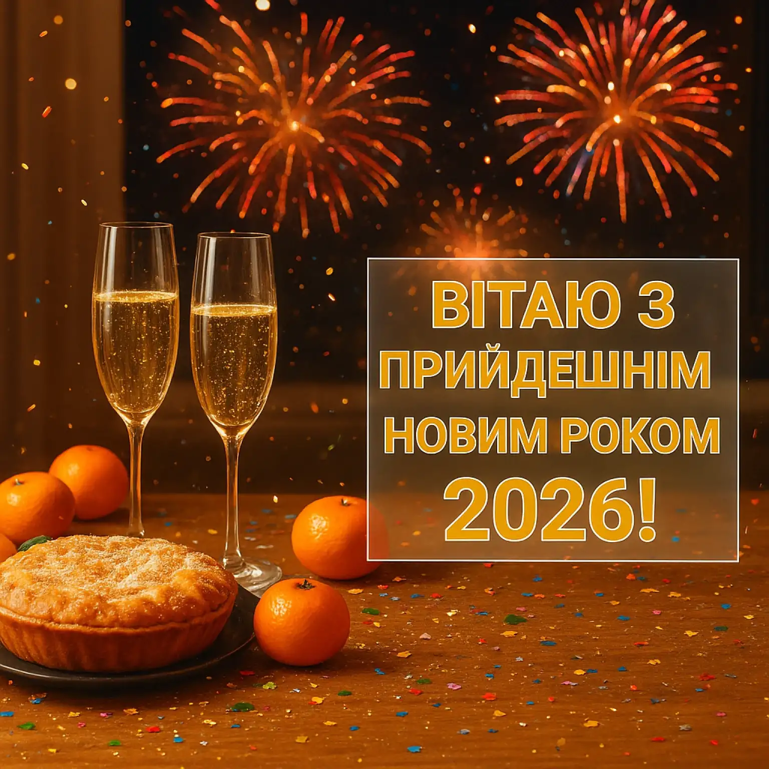 Привітання з прийдешнім Новим роком 2026 українською мовою