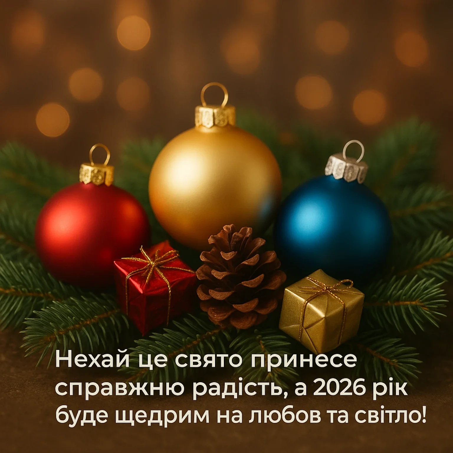 Привітання з прийдешнім Новим роком 2026 українською мовою