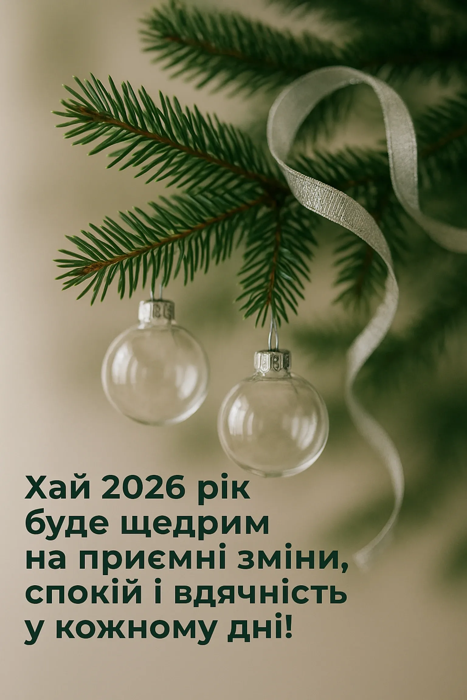 Привітання з прийдешнім Новим роком 2026 українською мовою