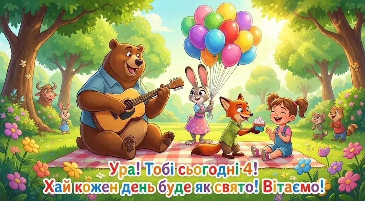 Привітання з днем народження дівчинці на 4 роки