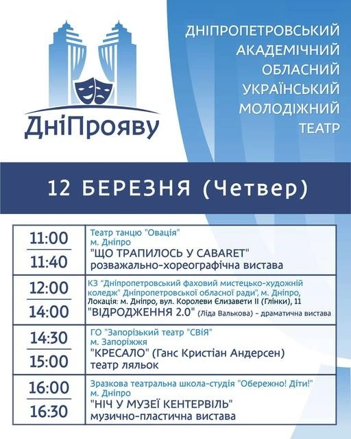 У Дніпрі розпочався фестиваль аматорського молодіжного театру «ДніПрояву»