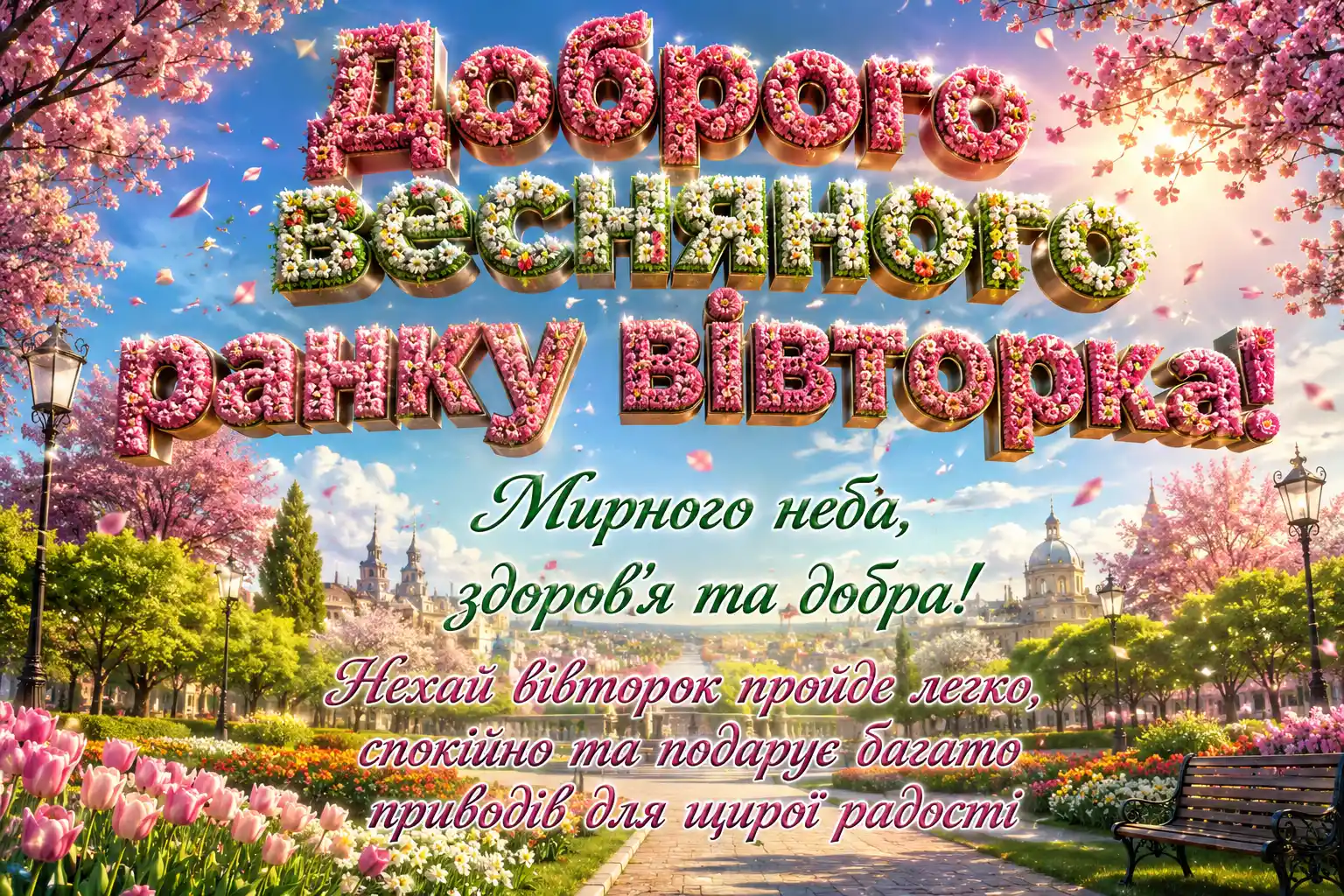 Доброго весняного ранку вівторка: картинки та затишні побажання для гарного настрою
