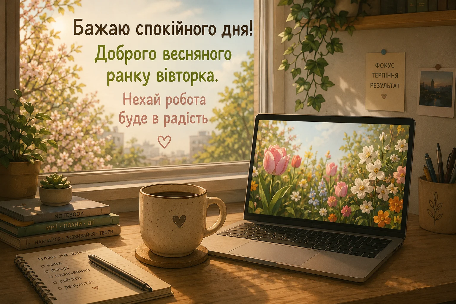 Доброго весняного ранку вівторка: картинки та затишні побажання для гарного настрою
