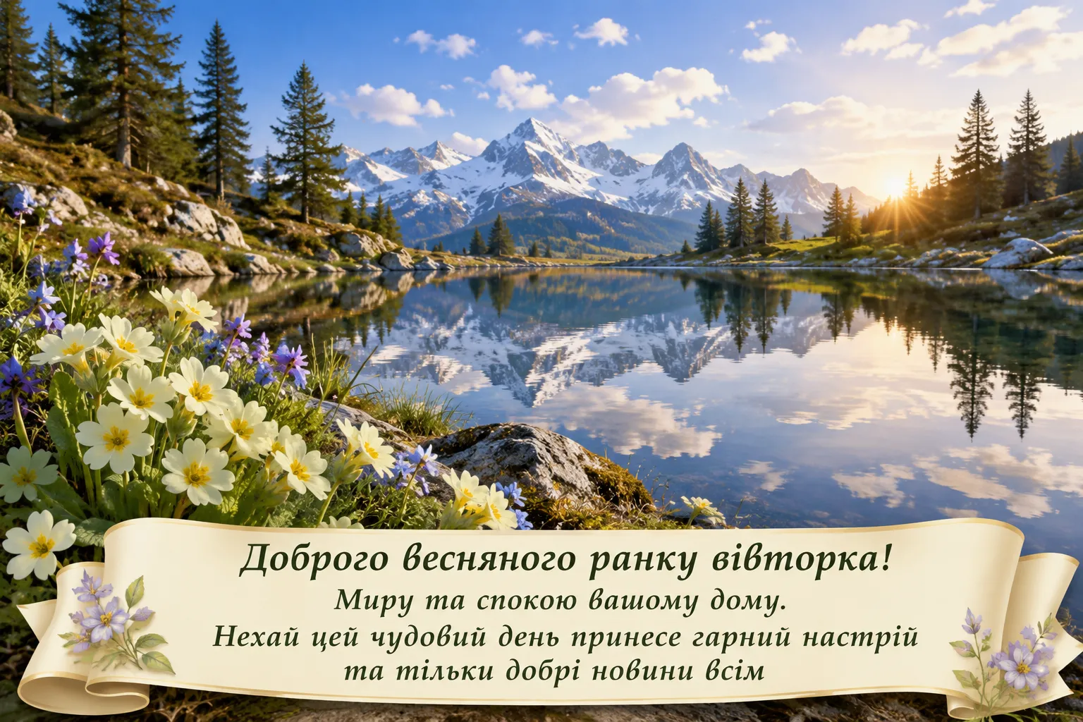 Доброго весняного ранку вівторка: картинки та затишні побажання для гарного настрою