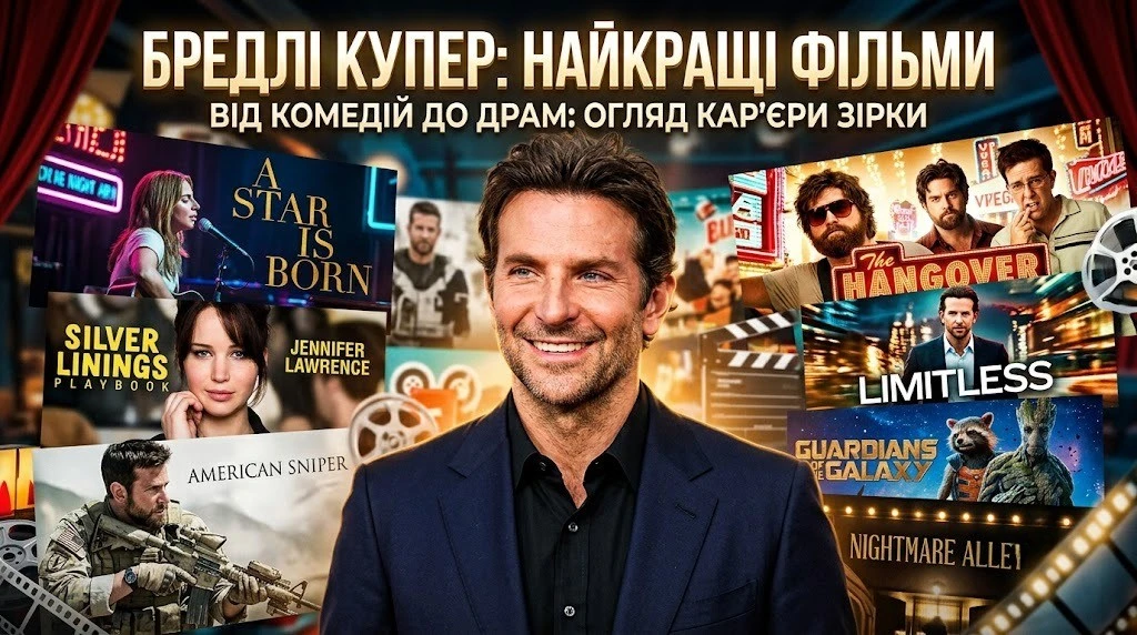 Усі відомі фільми Брадлі Купера від комедій до драм