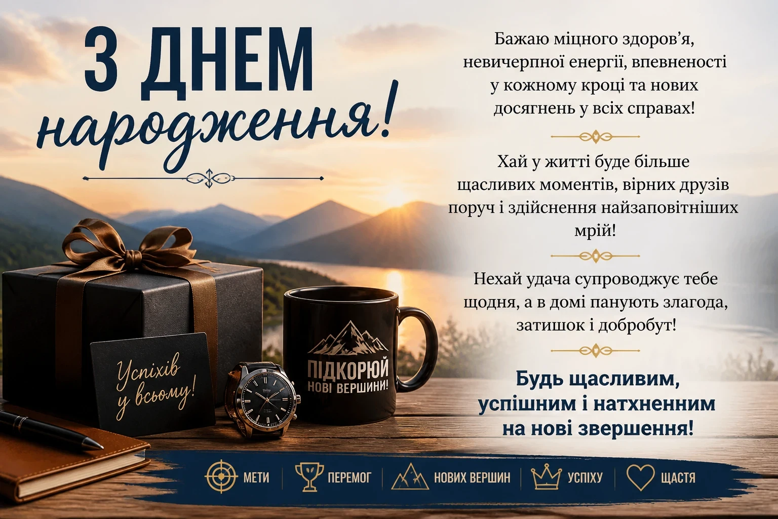 Картинки та привітання з днем народження мужчині українською мовою