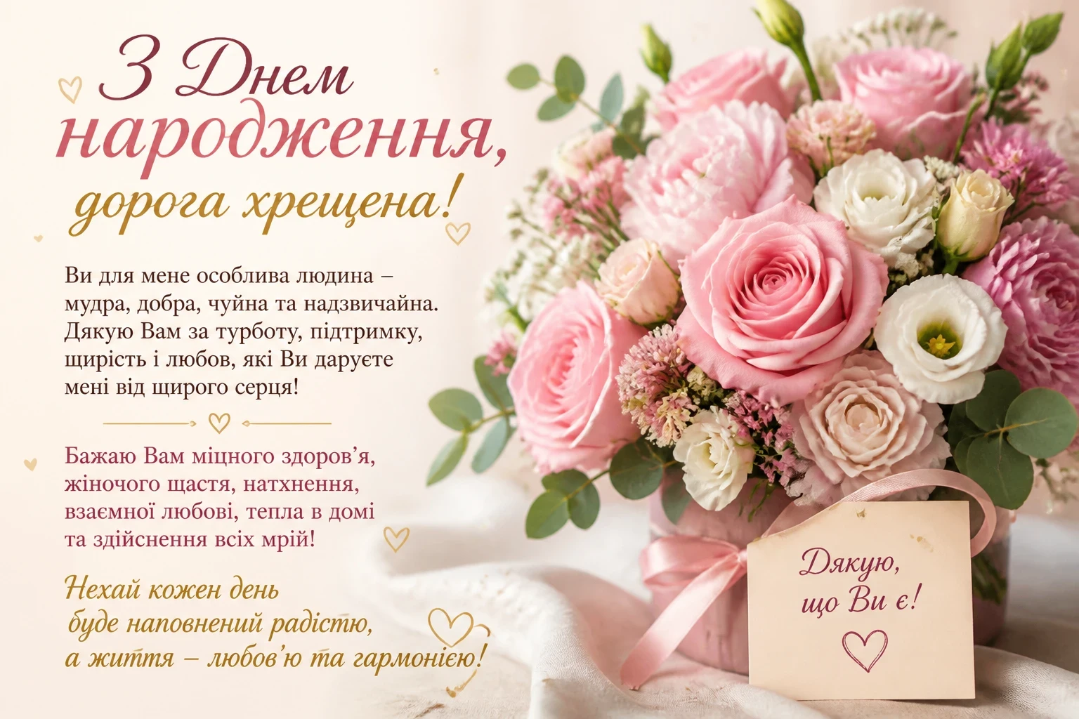 Привітання з днем народження для хрещеної