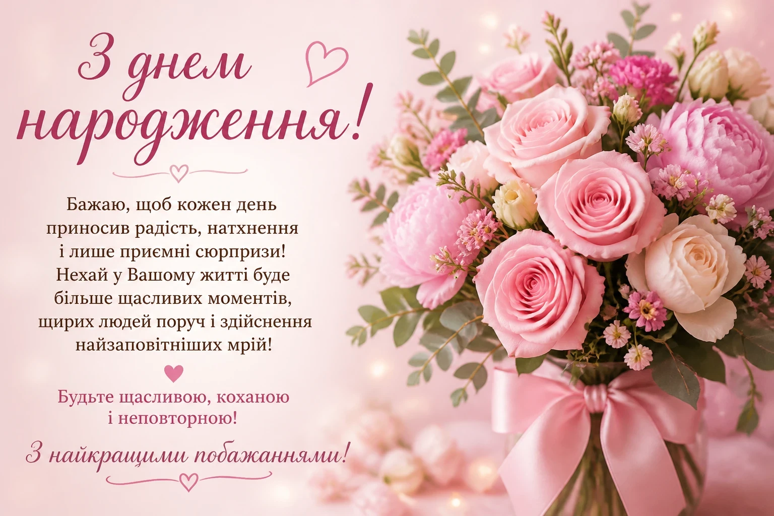 Вітання з днем народження для жінки