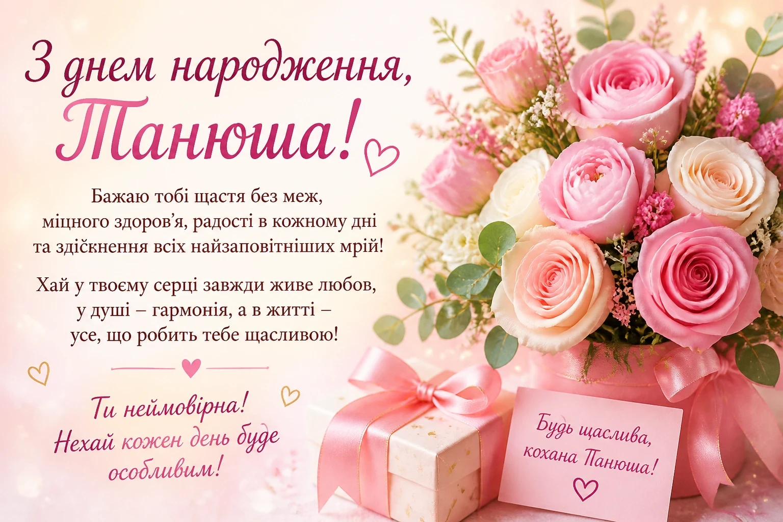 Привітання з днем народження для Танюші