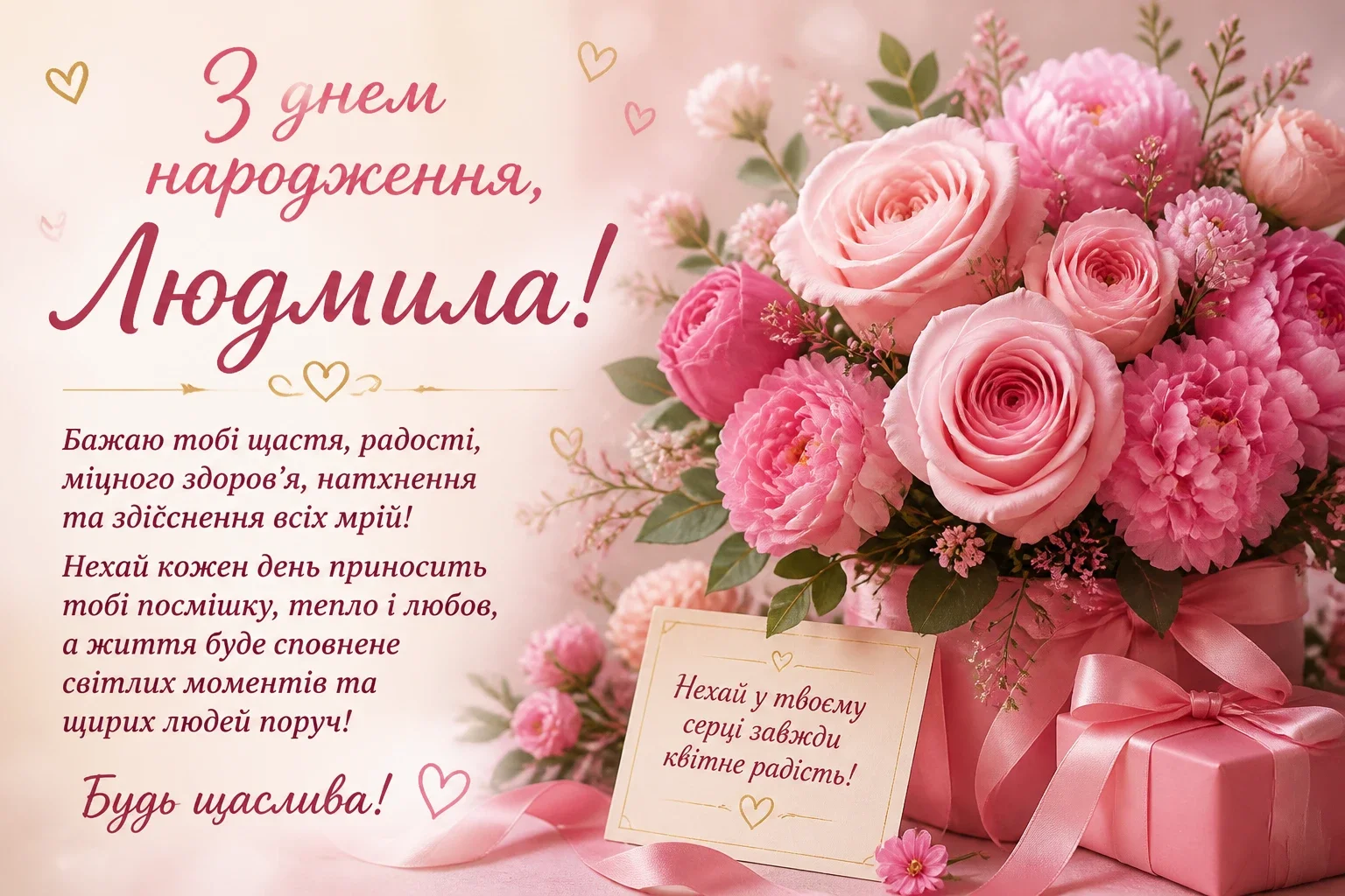 Привітання з днем народження для Людмили