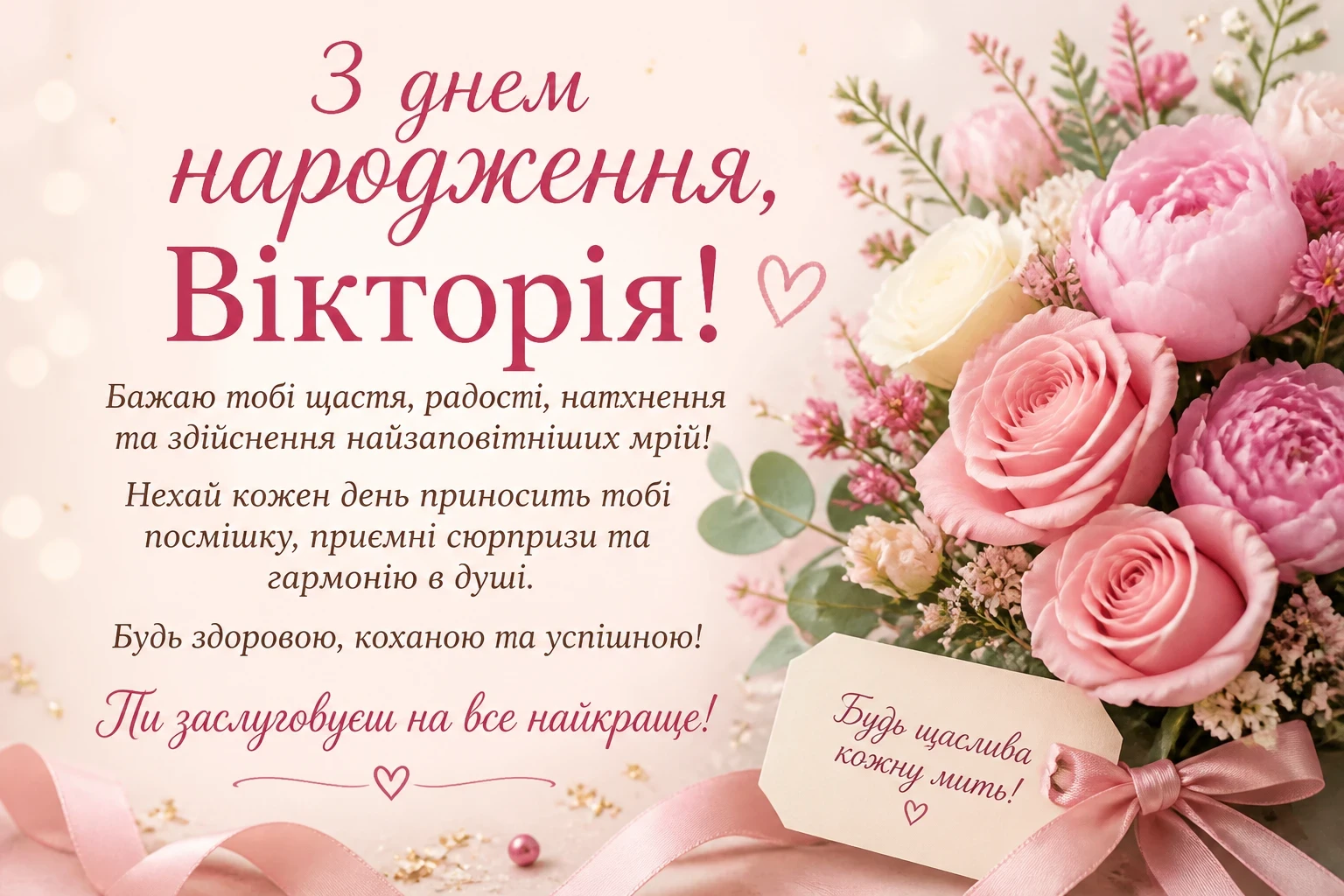 Привітання з днем народження для Вікторії