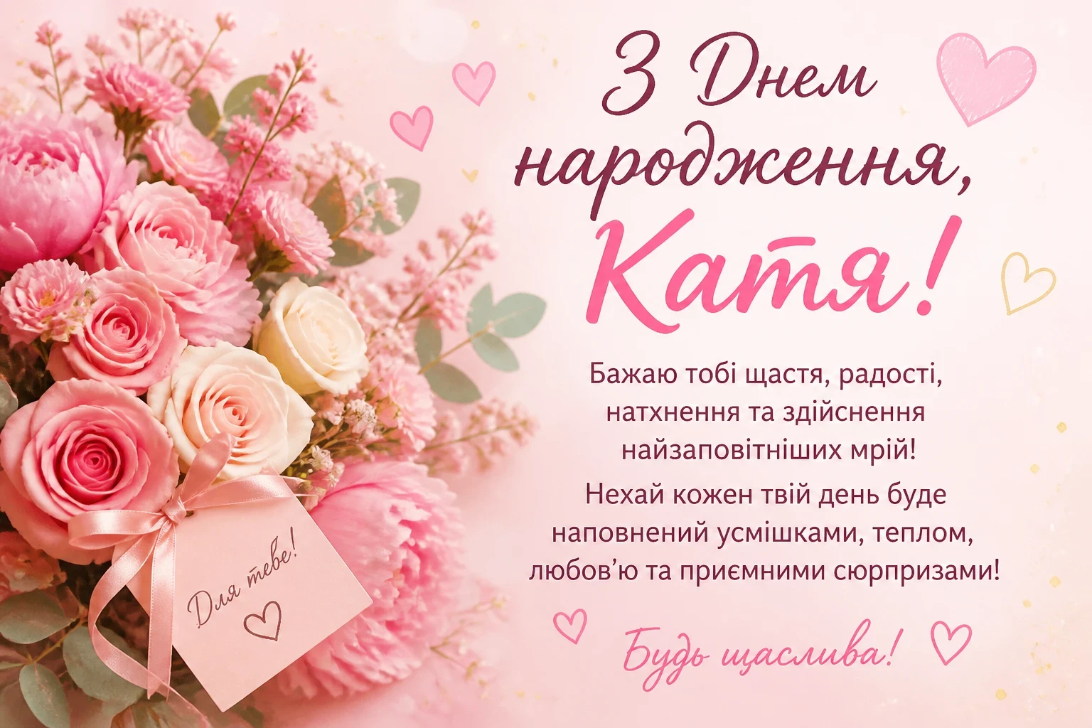 Привітання з днем народження для Каті