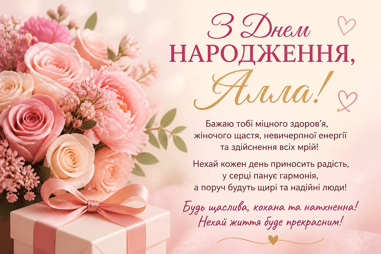 Привітання з днем народження для Алли