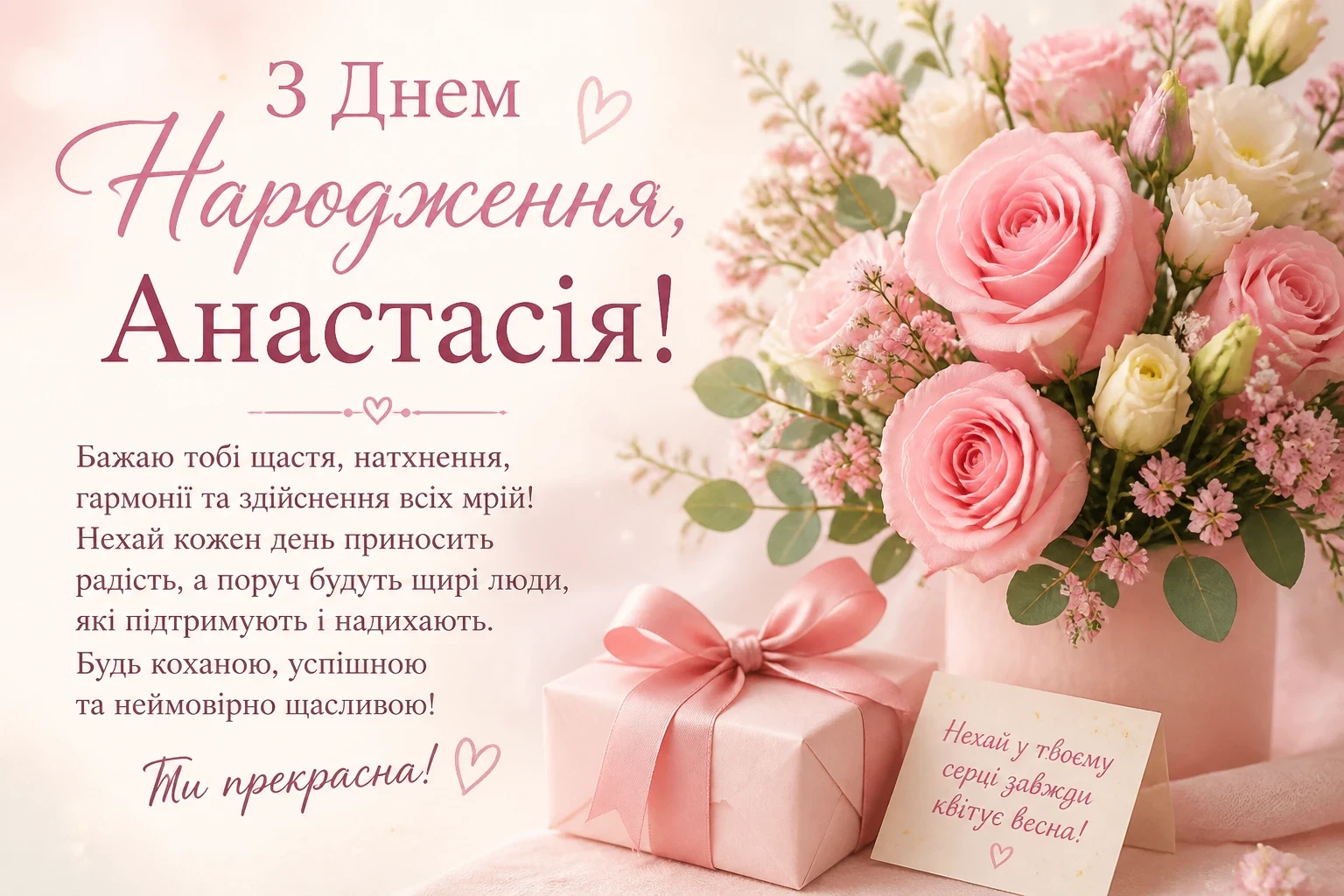 Привітання з днем народження для Анастасії