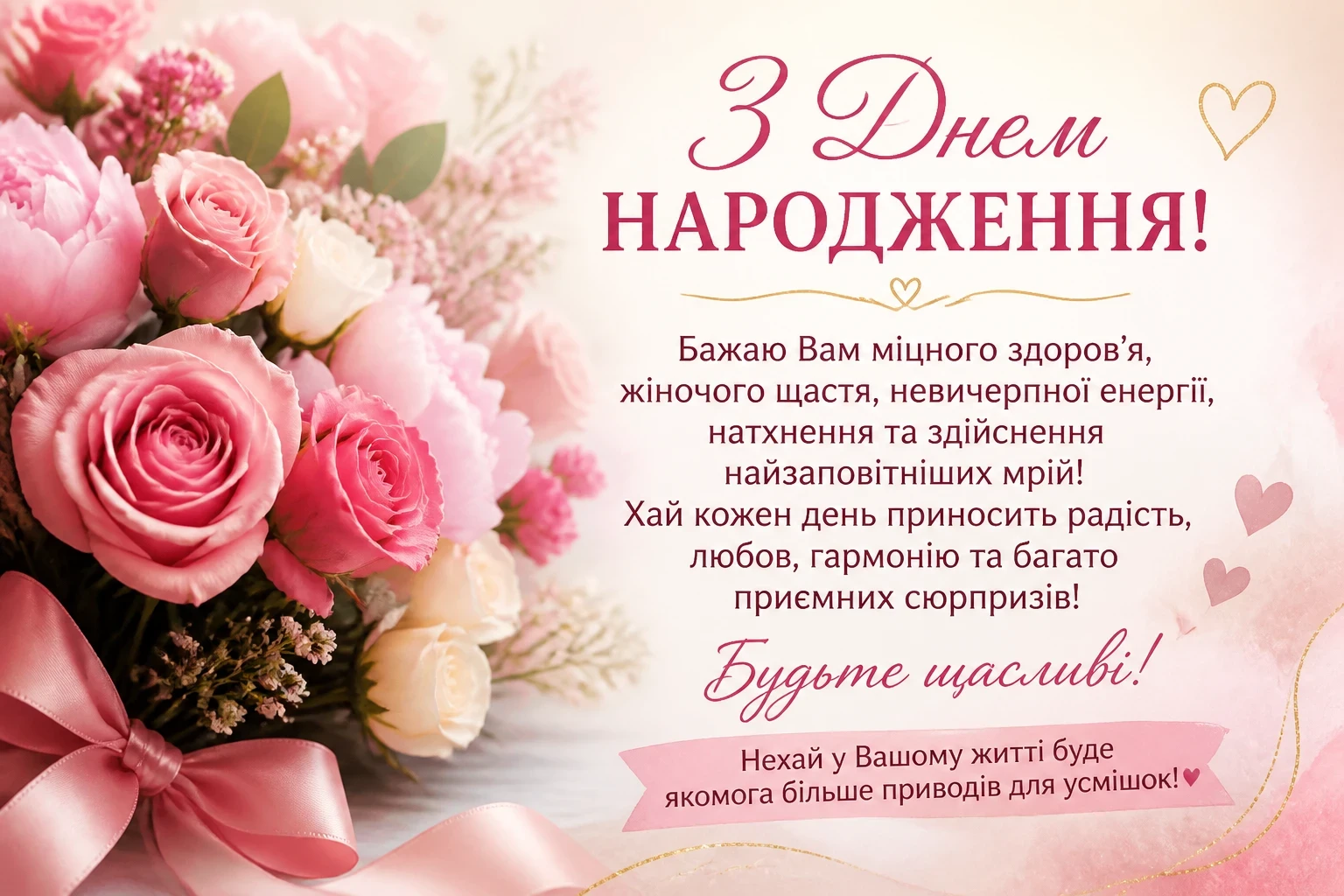 Привітання з днем народження жінці