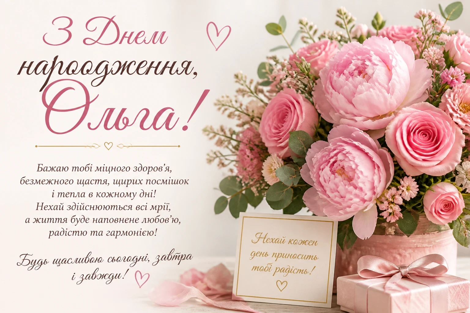 Привітання з днем народження для Ольги