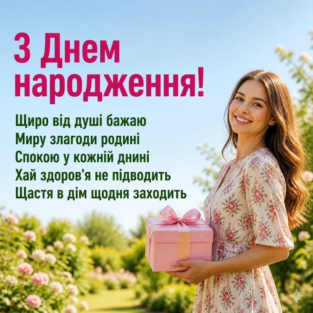 вітання з днем народження для жінки