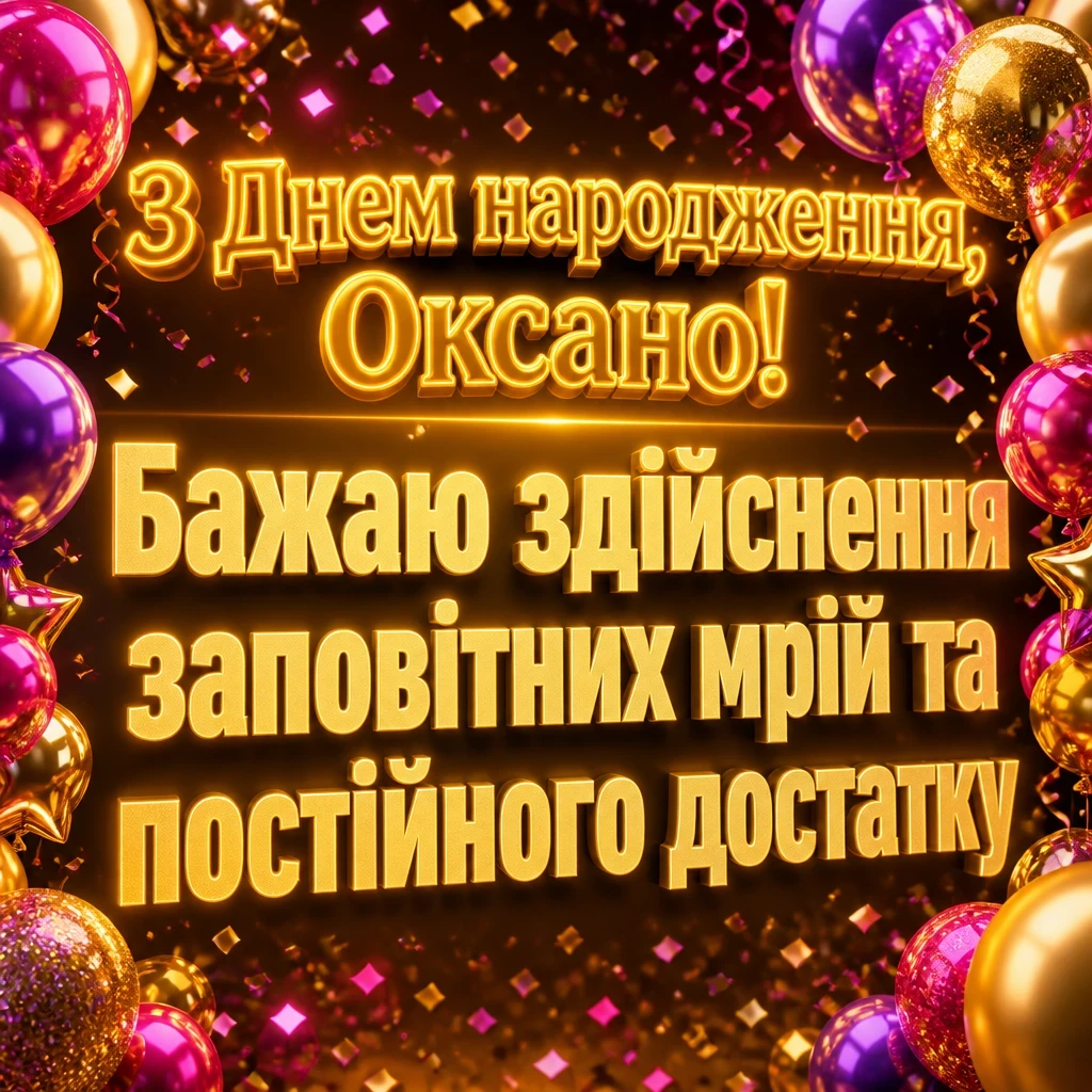 з днем народження оксана