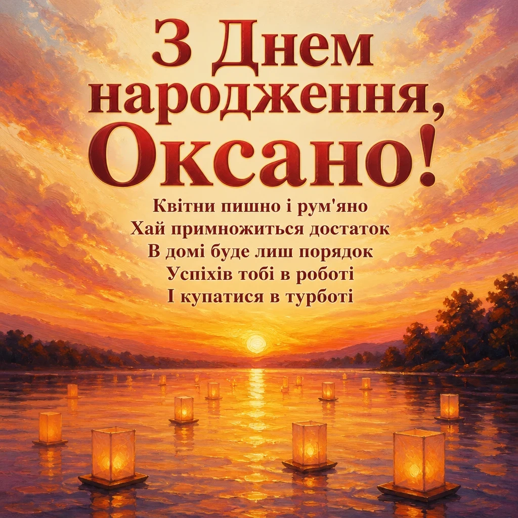 з днем народження оксана