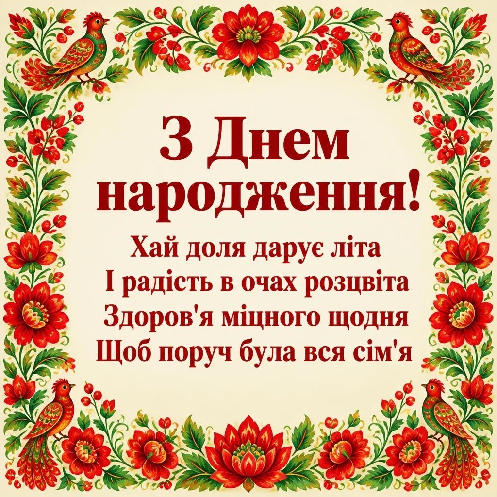 українському стилі зворушливе привітання з днем народження жінці