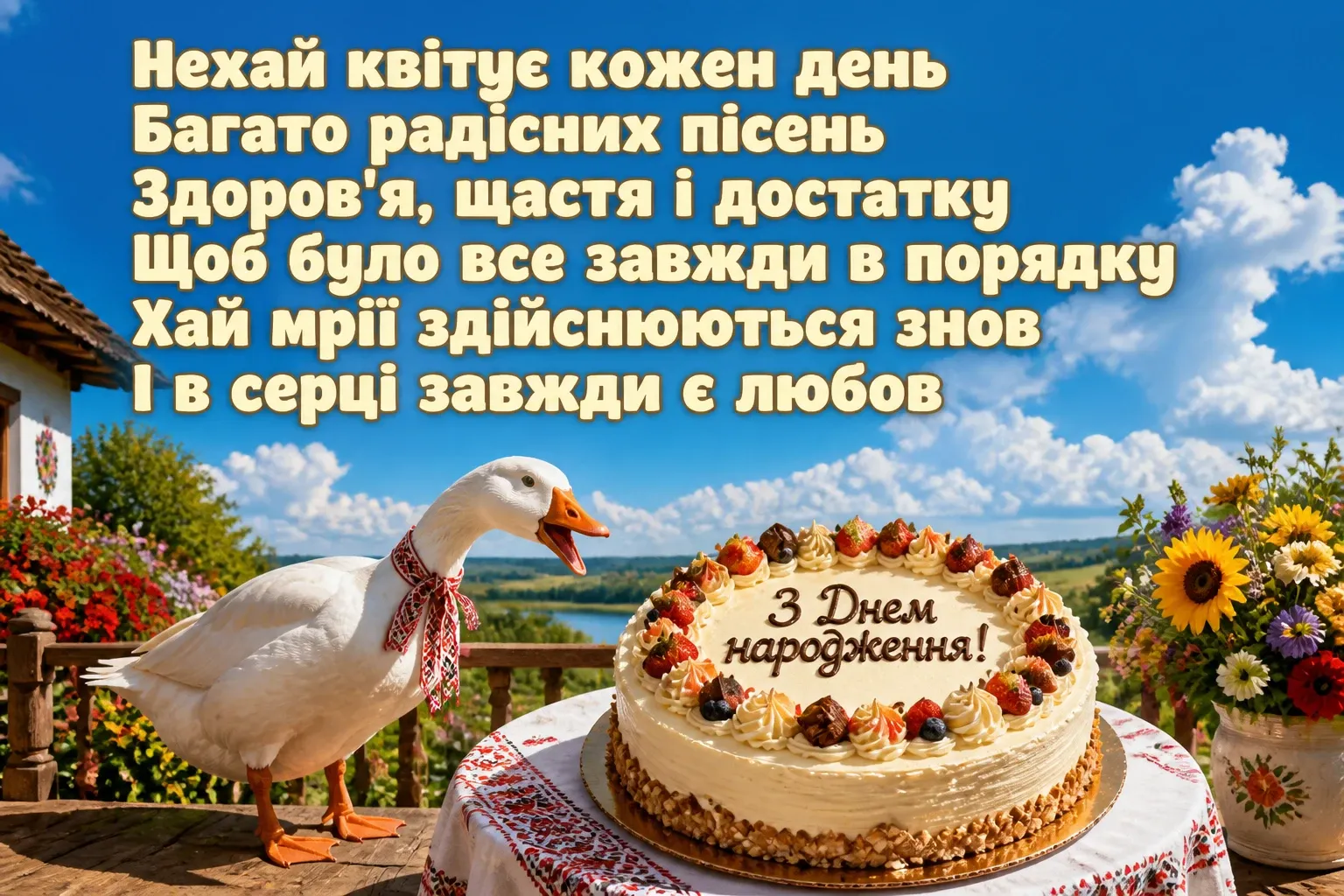 українському стилі зворушливе привітання з днем народження жінці