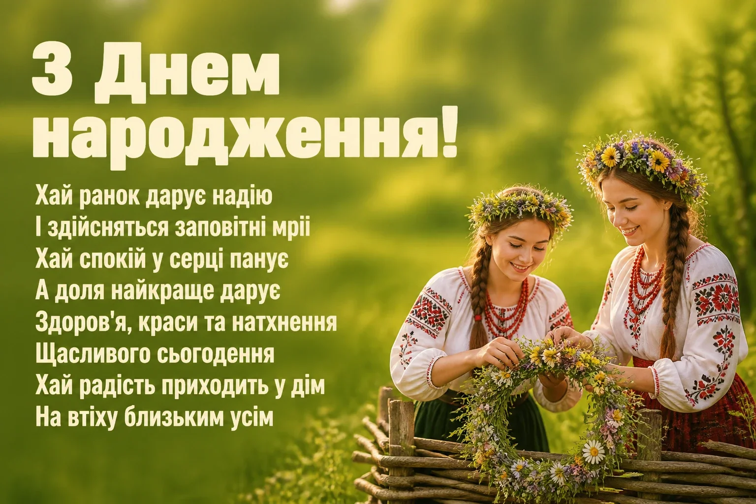 українському стилі зворушливе привітання з днем народження жінці