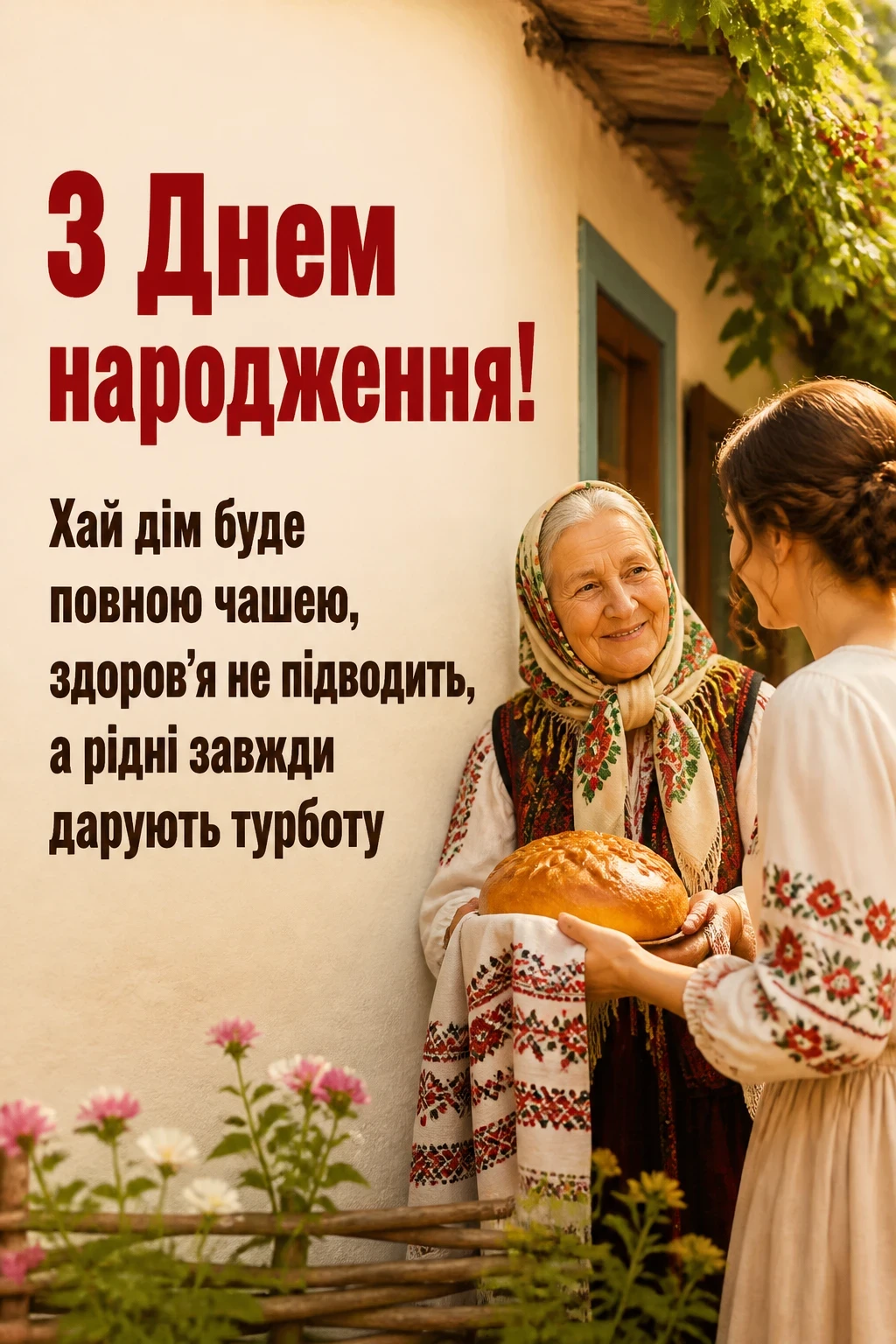 українському стилі зворушливе привітання з днем народження жінці