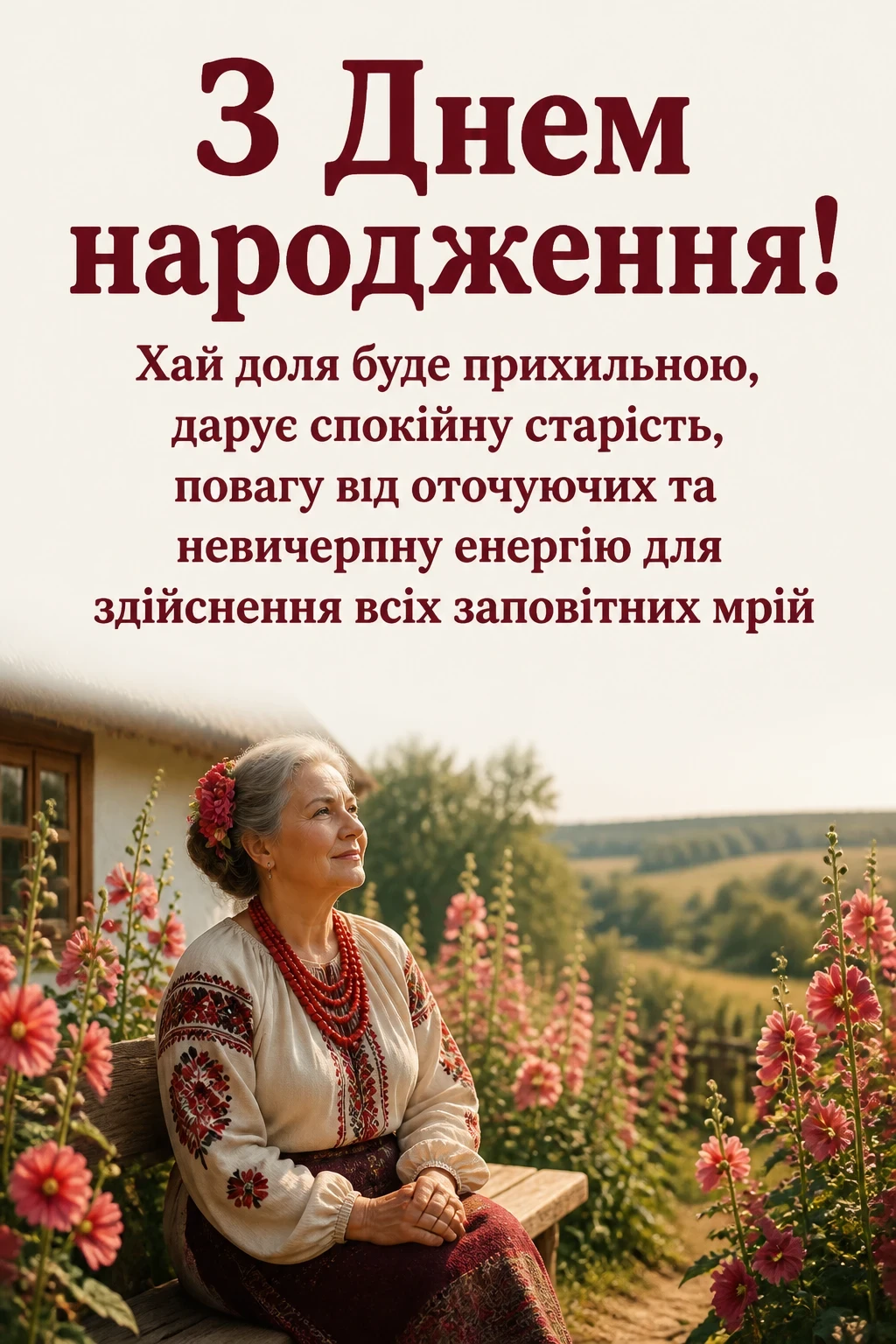 українському стилі зворушливе привітання з днем народження жінці
