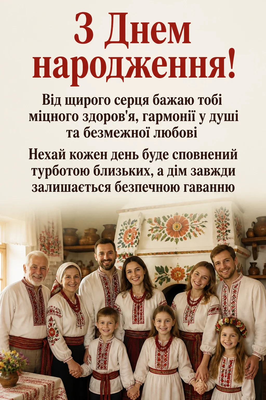 українському стилі зворушливе привітання з днем народження жінці