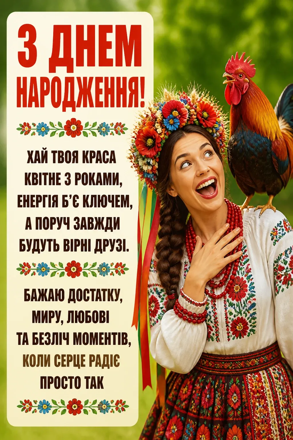 українському стилі зворушливе привітання з днем народження жінці