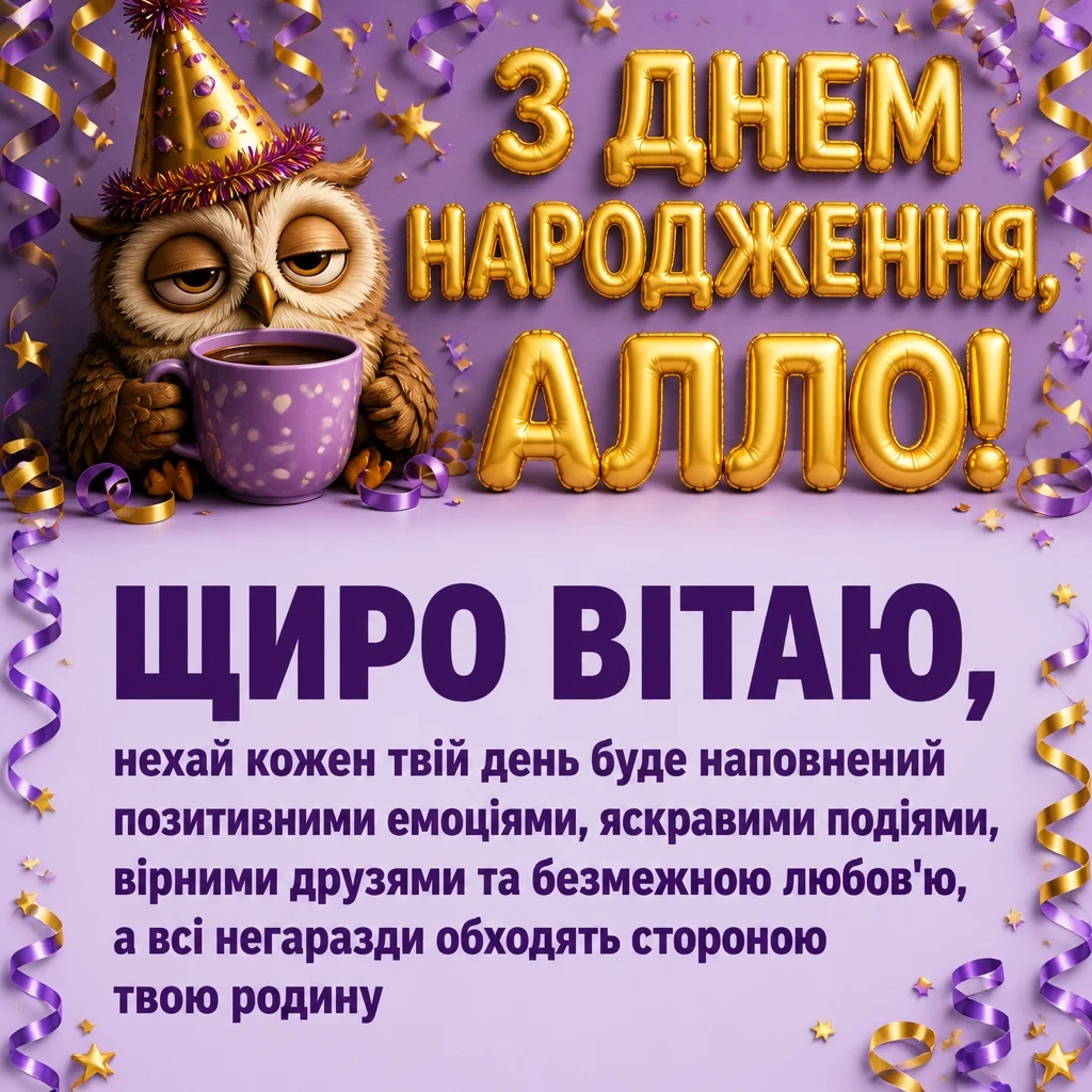 з днем народження алла