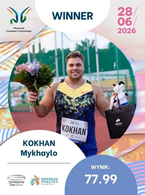 Український легкоатлет Михайло Кохан виборов золото на змаганнях у Познані