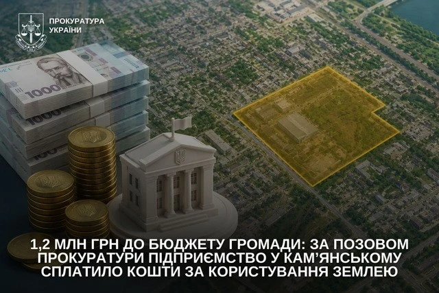 Понад мільйон гривень за оренду: прокуратура змусила підприємство розрахуватися з Кам’янською громадою